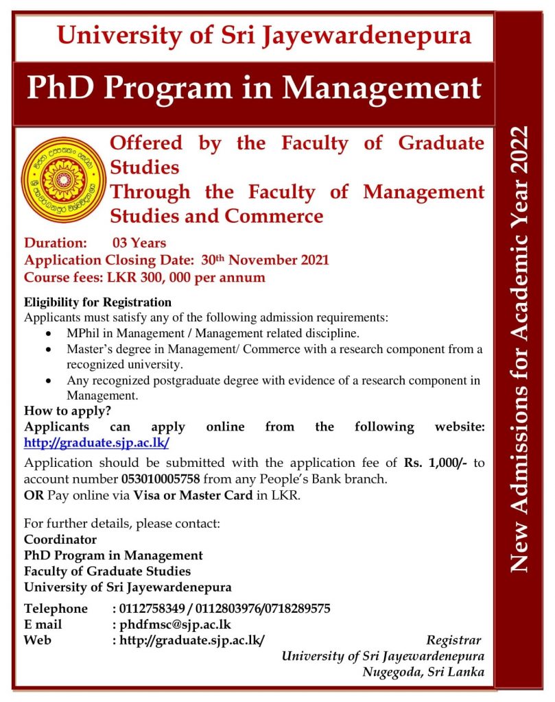 phd in management admission 2022