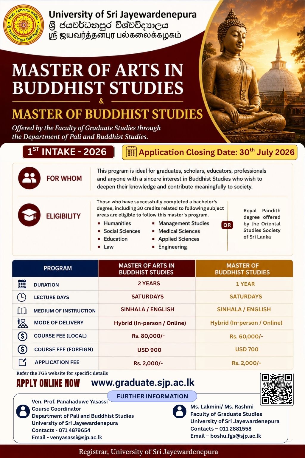 Buddhist Studies - 2026